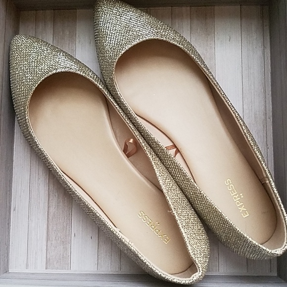 shiny gold flats